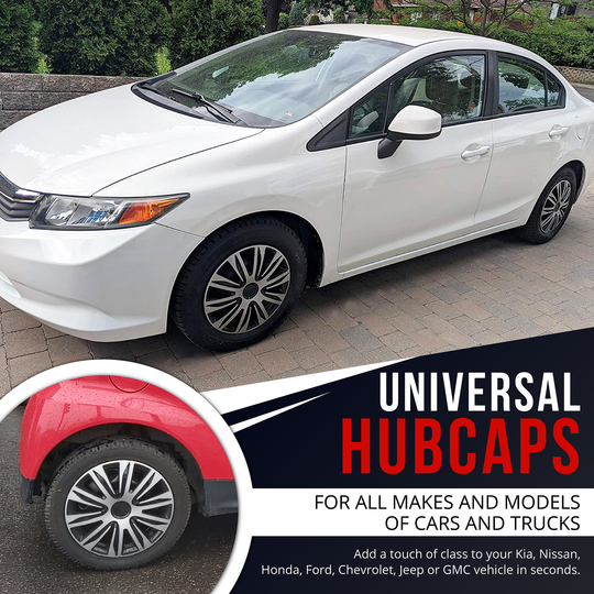 Wheel Cover Kit, Hubcaps Set of 4 Automotive Hub Caps with Universal Snap-On Retention Rings (SG-5083)
