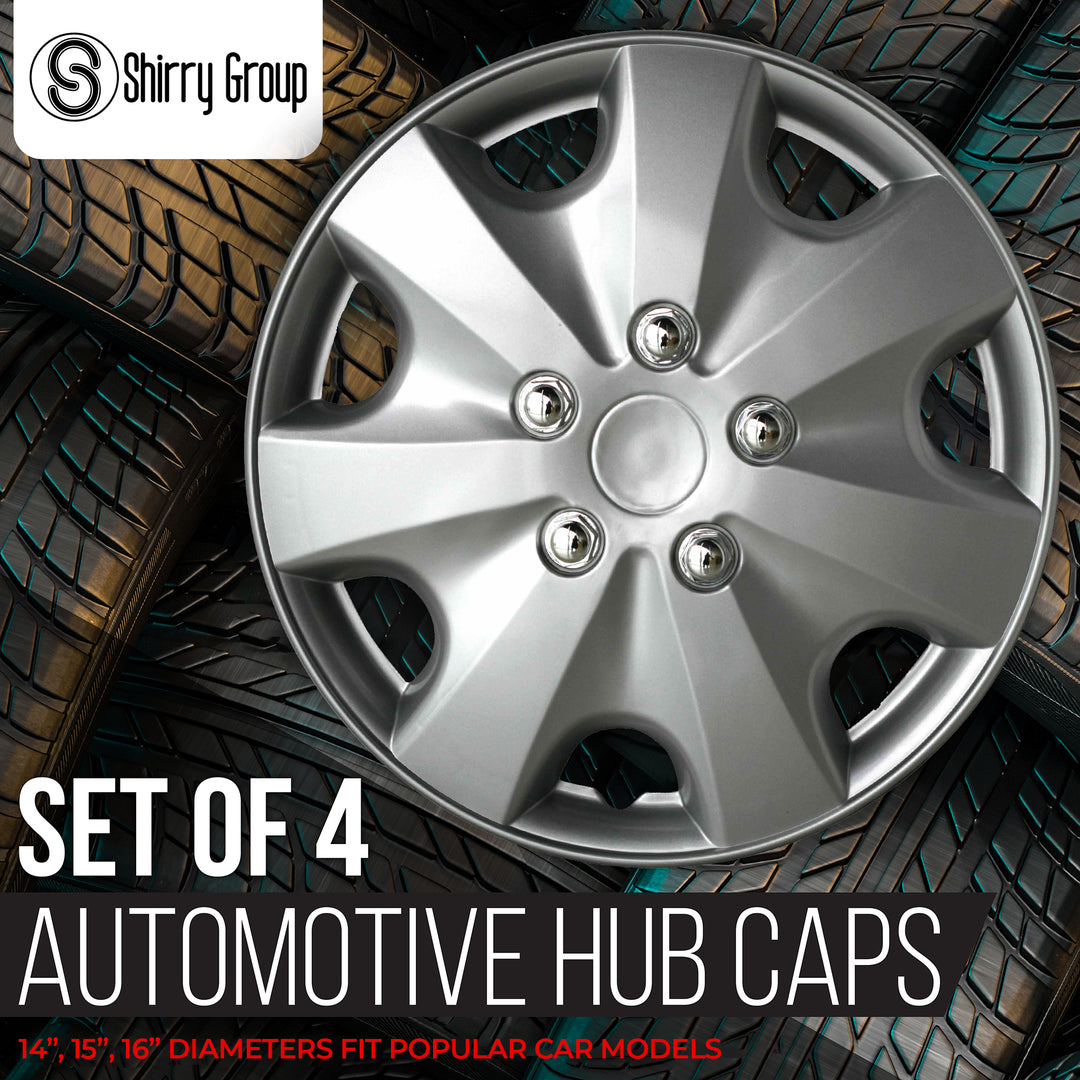 Wheel Cover Kit, Hubcaps Set of 4 Automotive Hub Caps with Universal Snap-On Retention Rings (SG-5051)