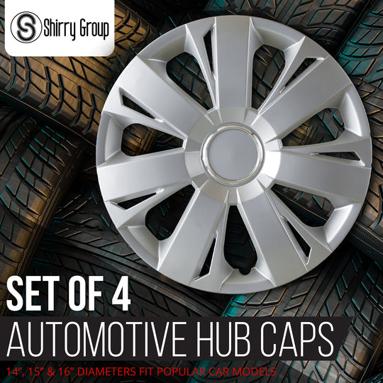 Wheel Cover Kit, Hubcaps Set of 4 Automotive Hub Caps with Universal Snap-On Retention Rings (SG-5077)